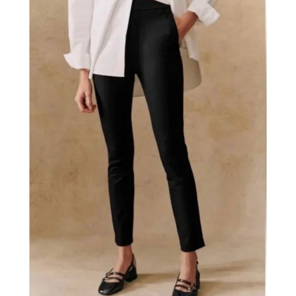 Sezane Trousers Black High Rise Slim Tapered Leg Pants Womens 0 Capsule Classic - Picture 12 of 15